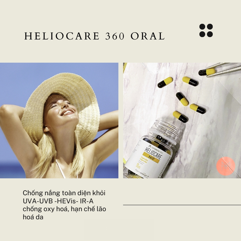 Heliocare 360° Oral_Viên uống chống nắng nội sinh bảo vệ toàn diện khỏi UVA-UVB-HEVis-IRA